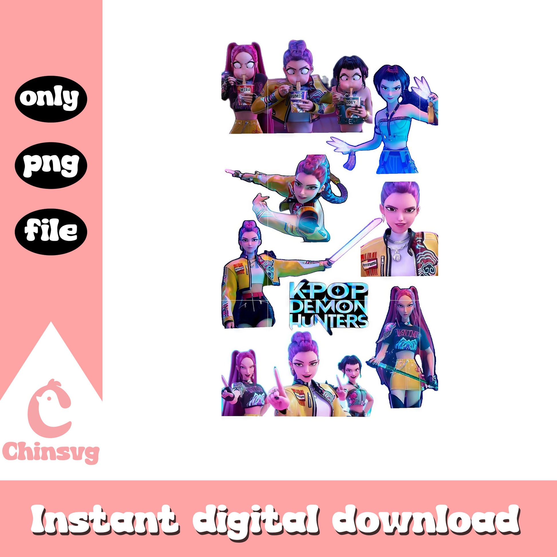Kpop demon hunters huntrix png, kpop merch png
