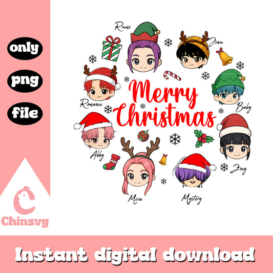 Kpop demon hunters merry christmas png, christmas eve png