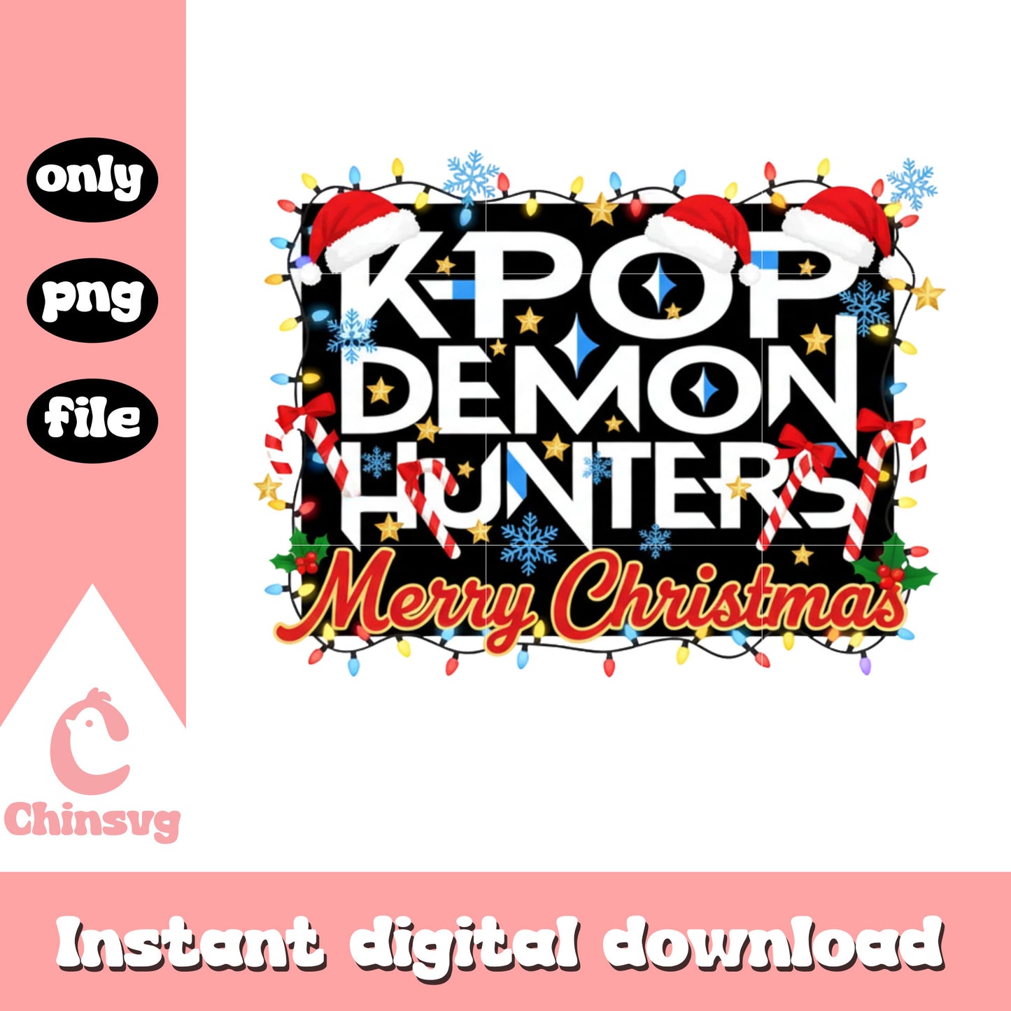 Kpop demon hunters merry christmas png, kpop merry christmas png