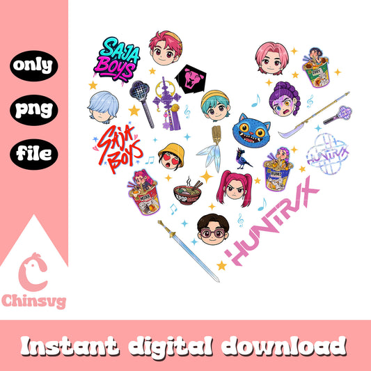 Kpop demon hunters pin collection png, netflix movie png