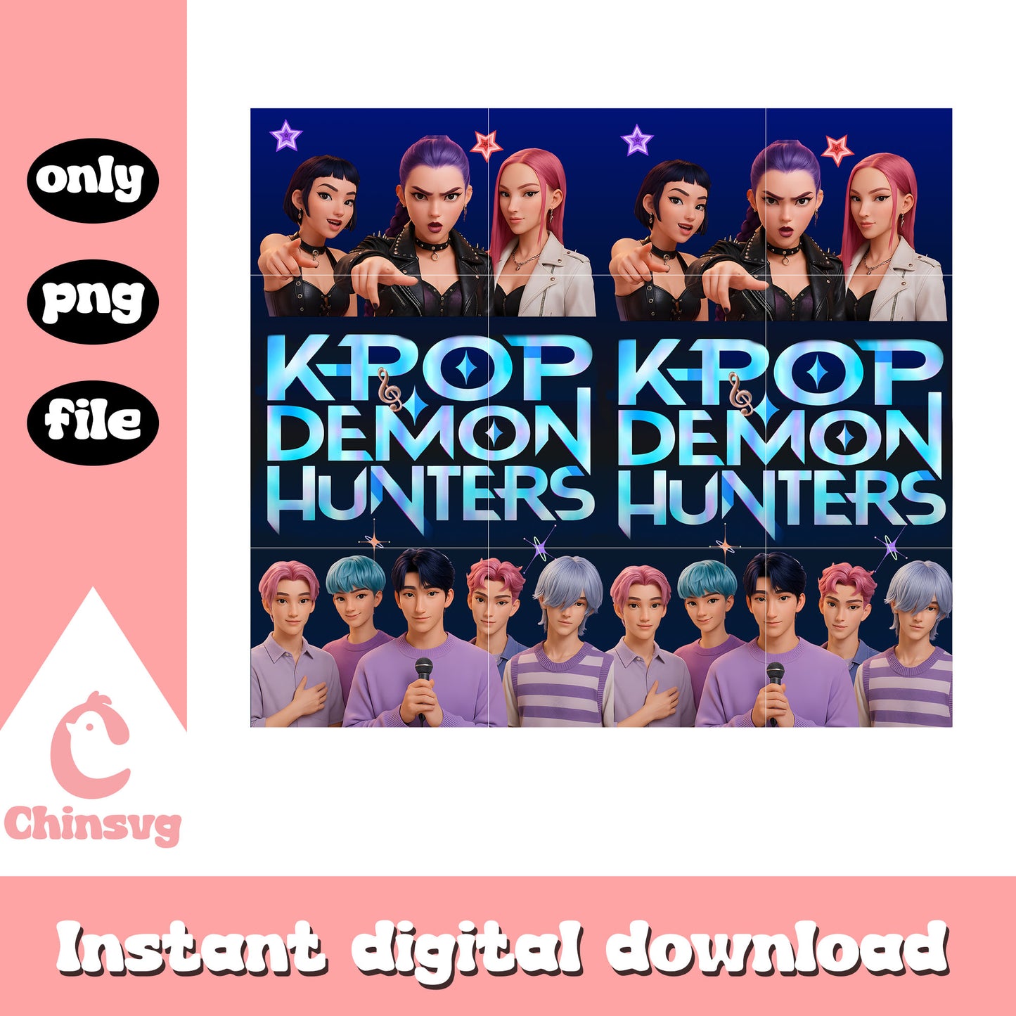 Kpop demon hunters saja boys and huntrix png, kpop cartoon png