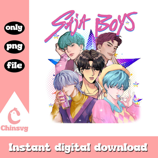 Kpop demon hunters saja boys star design png, hunter movie shirt png