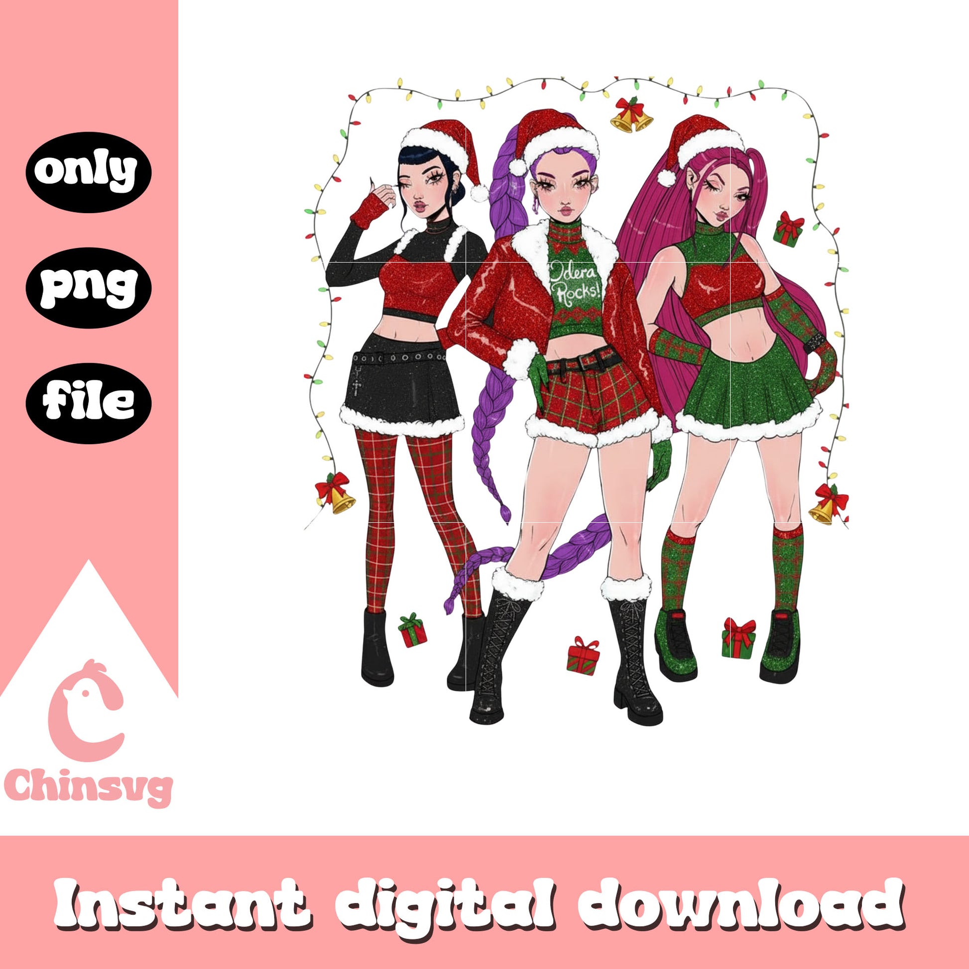 Kpop demon hunters santa hat huntrix png, happy noel png