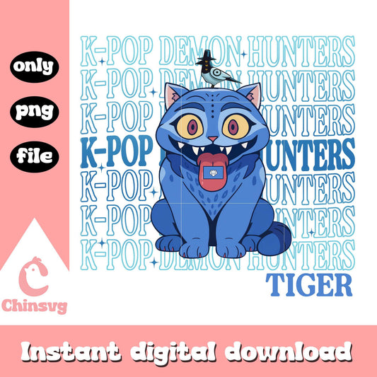 Kpop demon hunters tiger blue design png, kpop hunter png