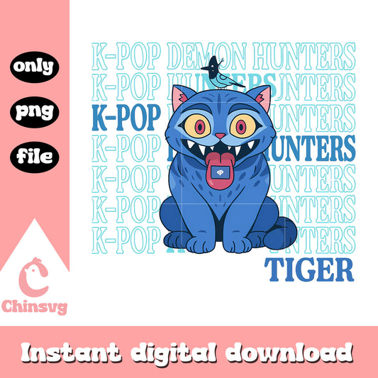 Kpop demon hunters tiger design png, tiger derpy png, huntrix png