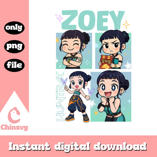 Kpop demon hunters zoey t-shirt design png, zoey from kpop demon hunters png