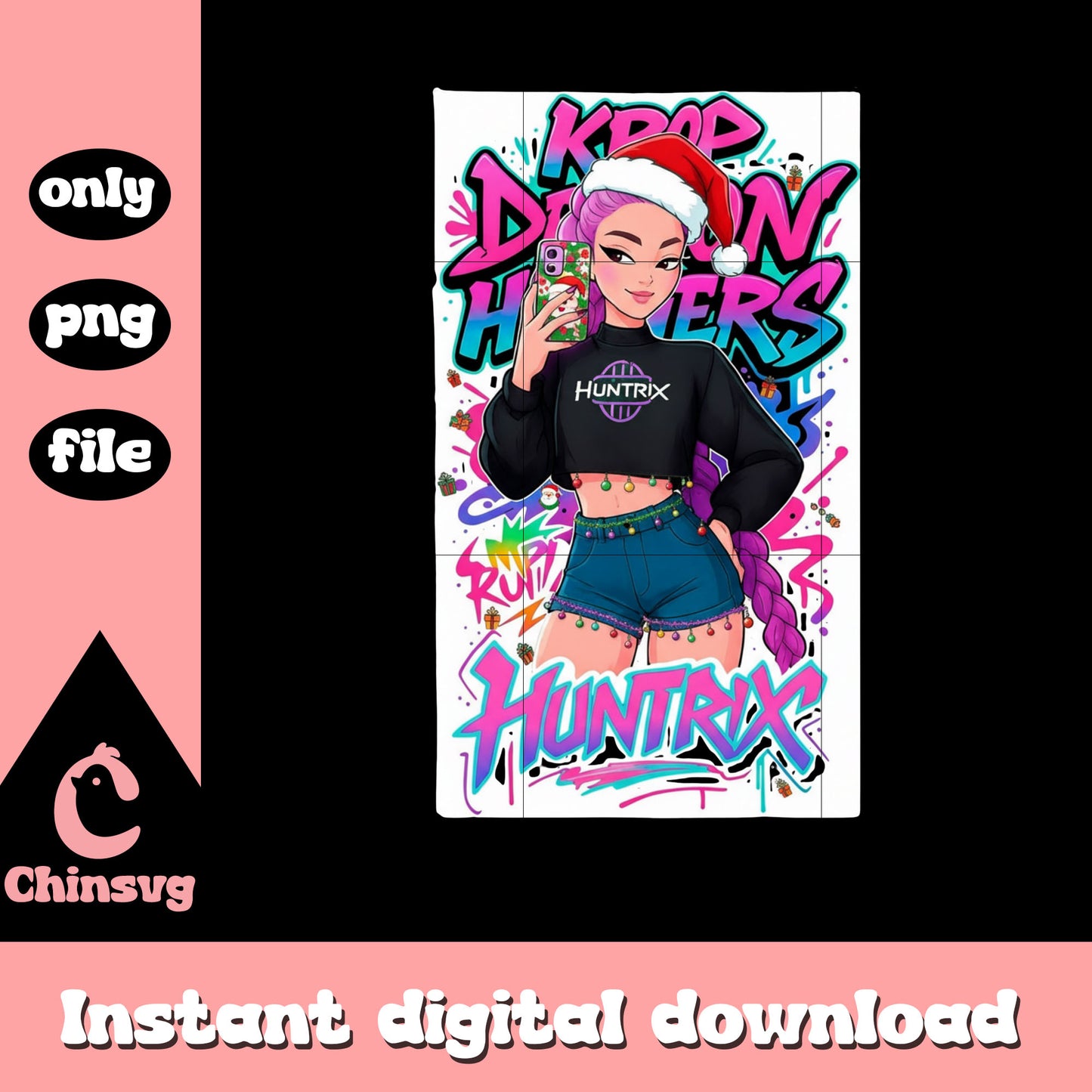 Kpop demon huntrix rumi christmas png, rumi character png