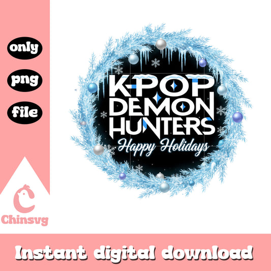 Kpop demon huntters happy holidays logo png, christmas holiday png