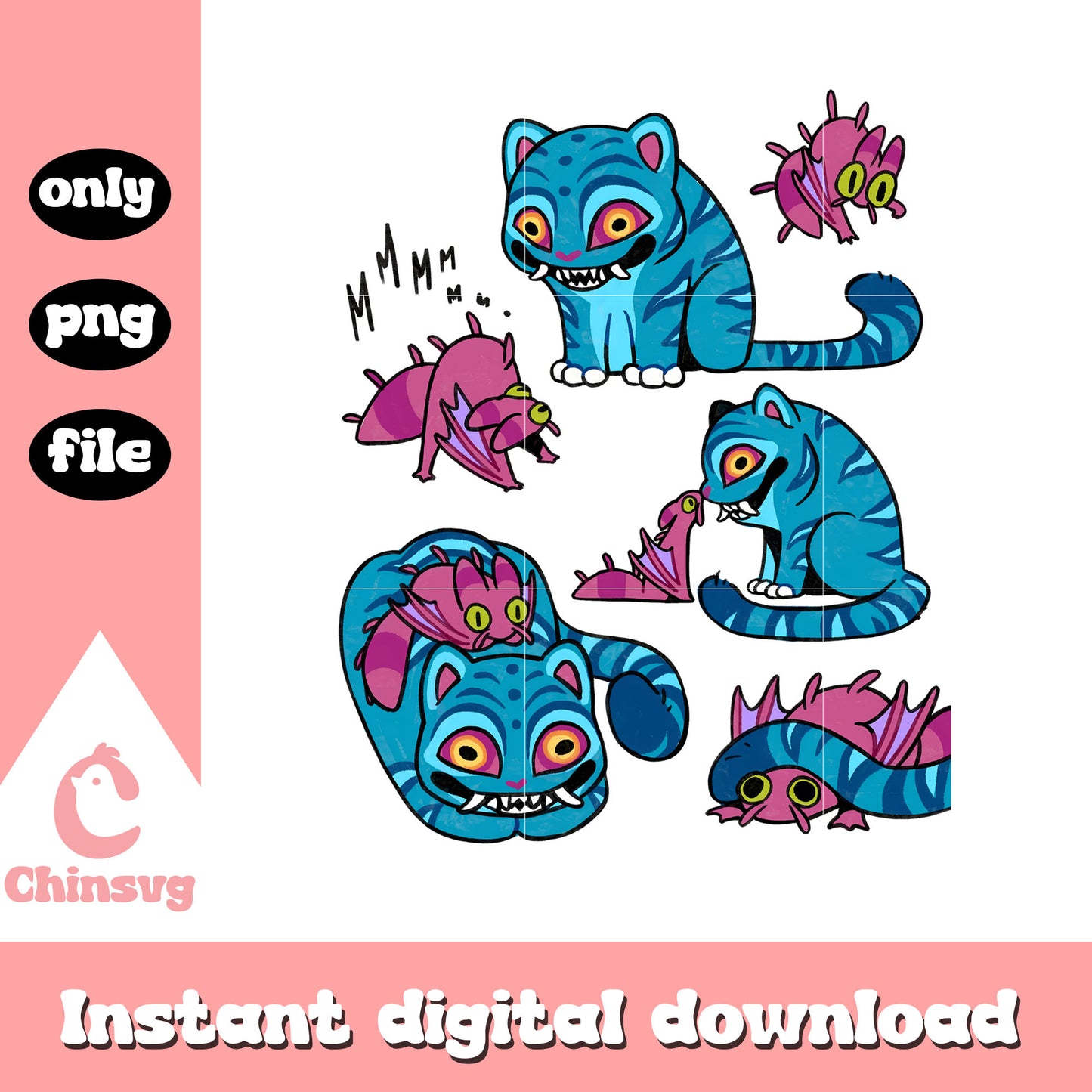 Kpop derpy tiger bundle png, cute tiger animal png, anime png