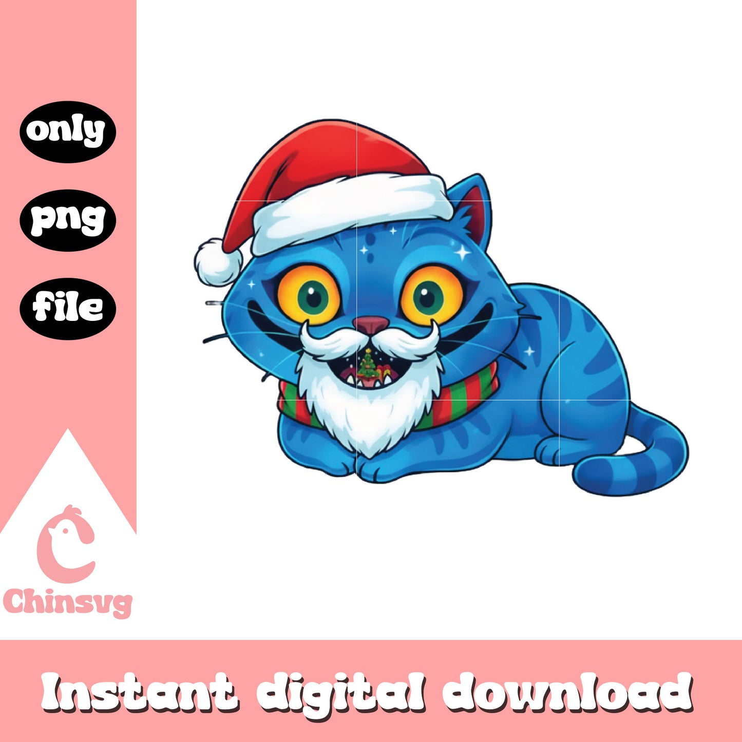 Kpop derpy tiger christmas day png, santa hat png