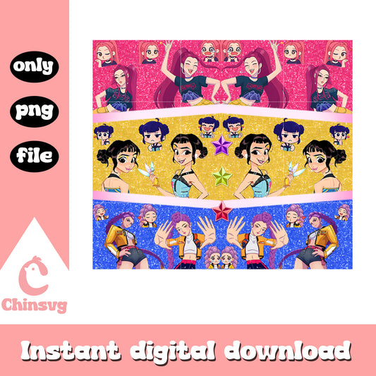 Kpop girl band huntrix members design png, kpop demon hunters png