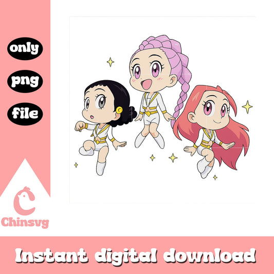 Kpop girl group characters png, rumi zoey mira png, huntrix group png