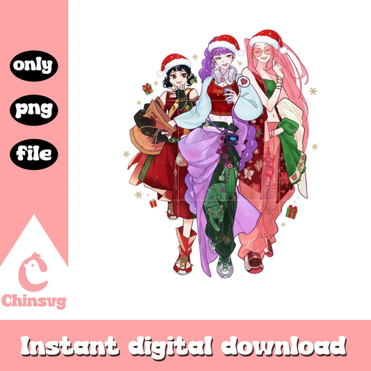Kpop hunters huntrix christmas outfits png, huntrix kpop png