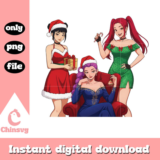 Kpop huntrix band christmas night png, christmas eve png