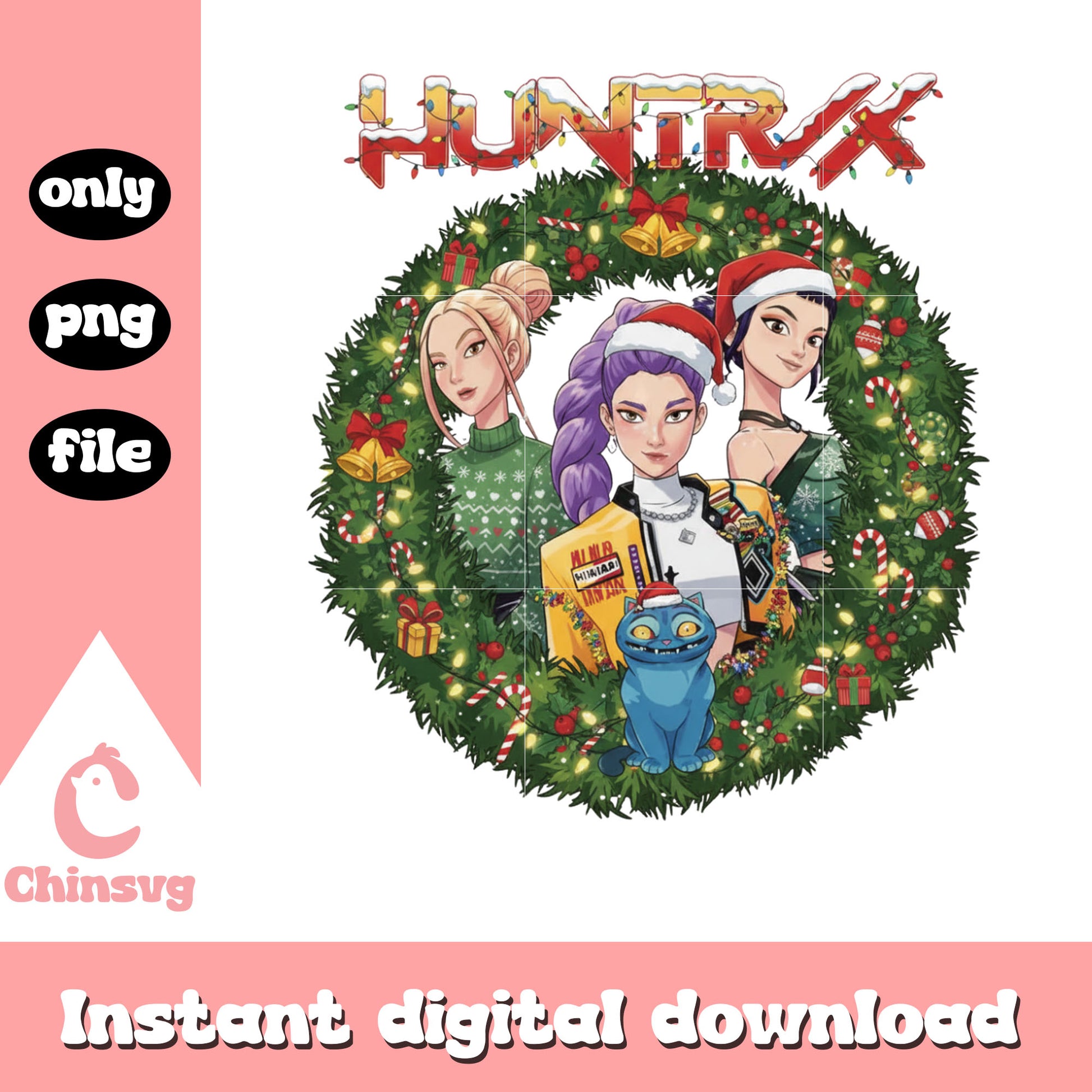 Kpop huntrix on christmas day png, christmas decorations png