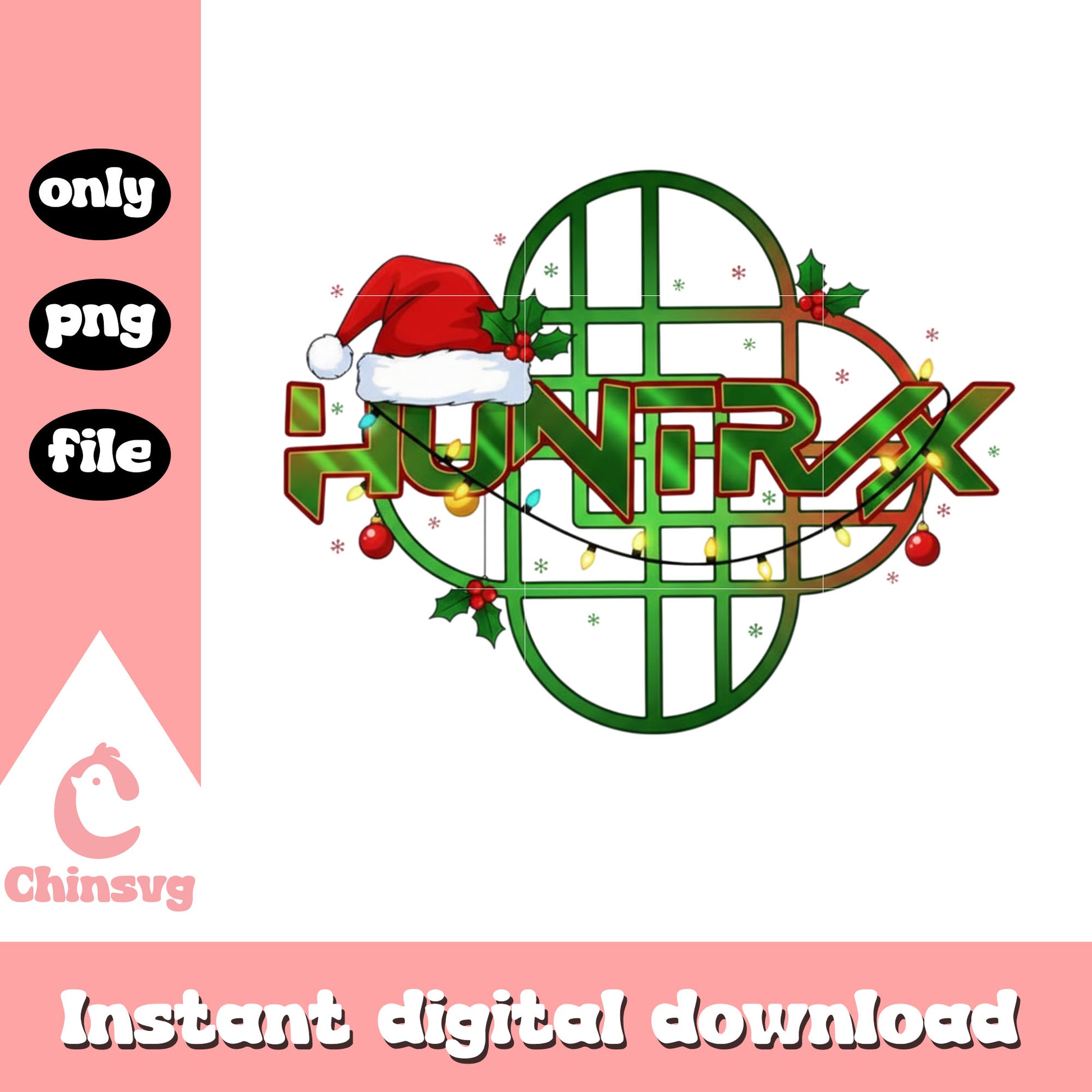 Kpop huntrix santa hat logo design png, huntrix logo png