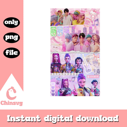 Kpop idol huntrix and saja boys design png, kpop merch png