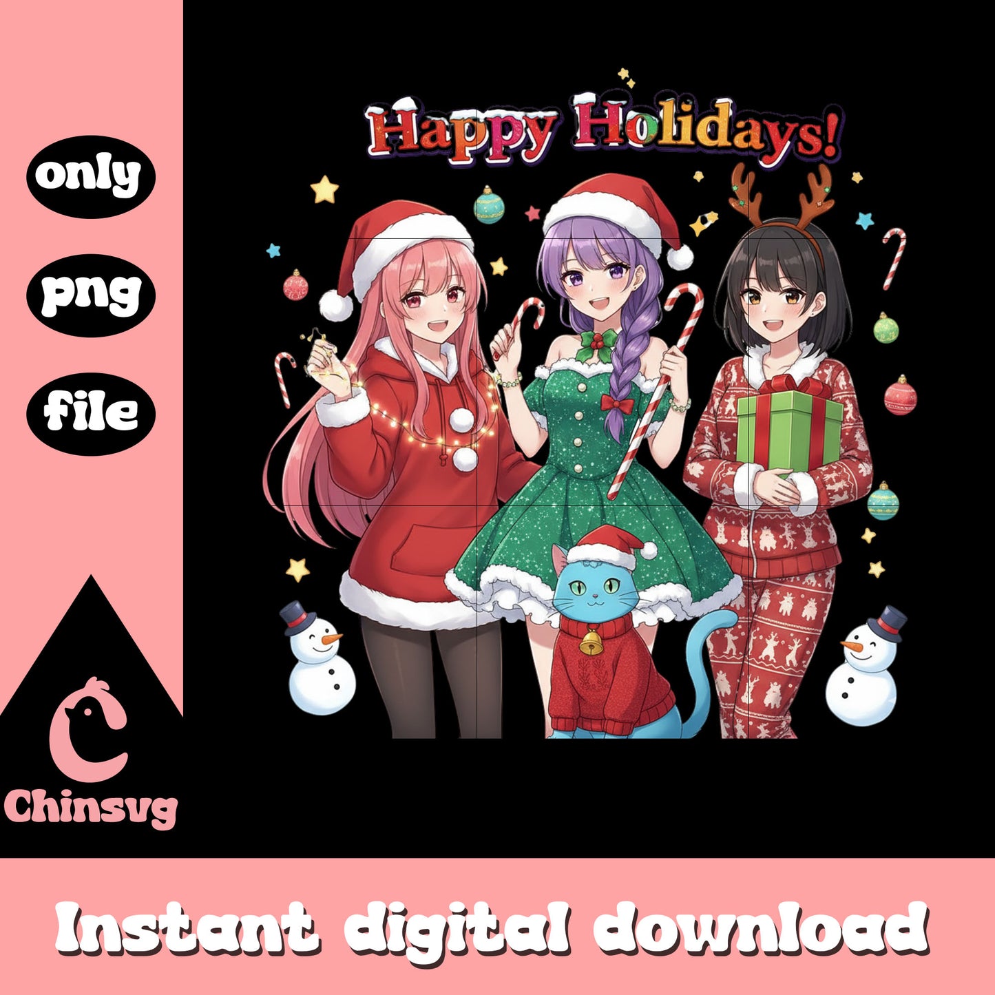 Kpop movie characters happy holidays png, a christmas carol png
