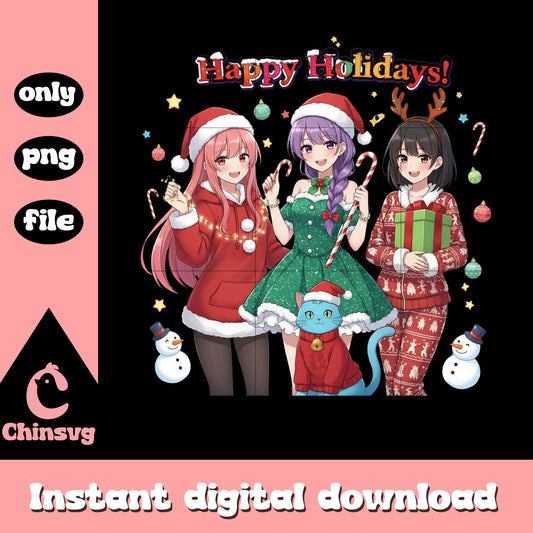 Kpop movie characters happy holidays png, a christmas carol png