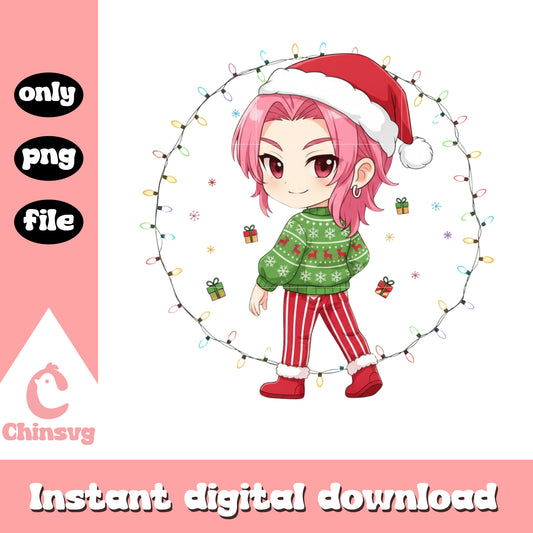 Kpop romance chibi christmas lights png, saja boys romance png