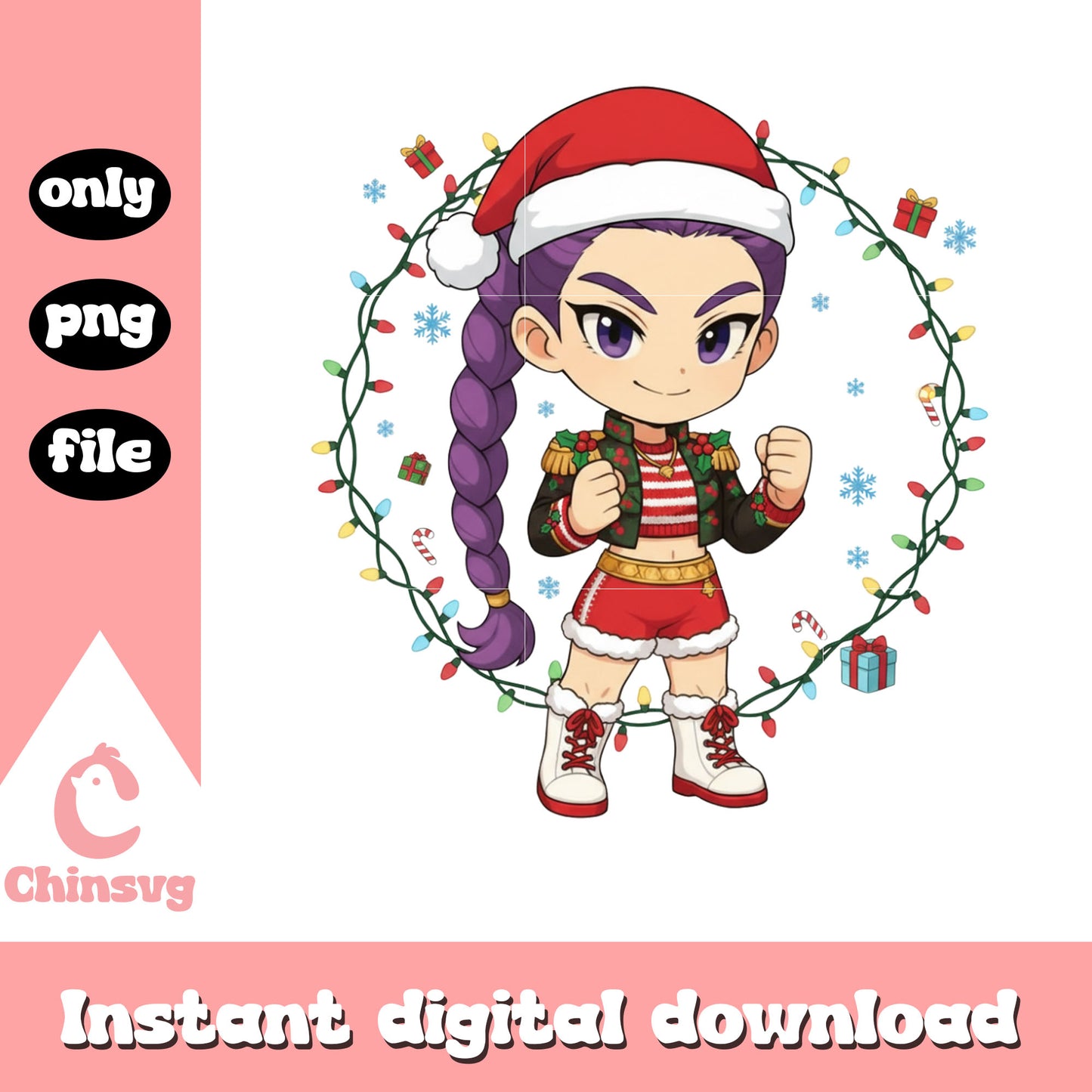 Kpop rumi chibi christmas lights png, rumi kpop demon hunters png
