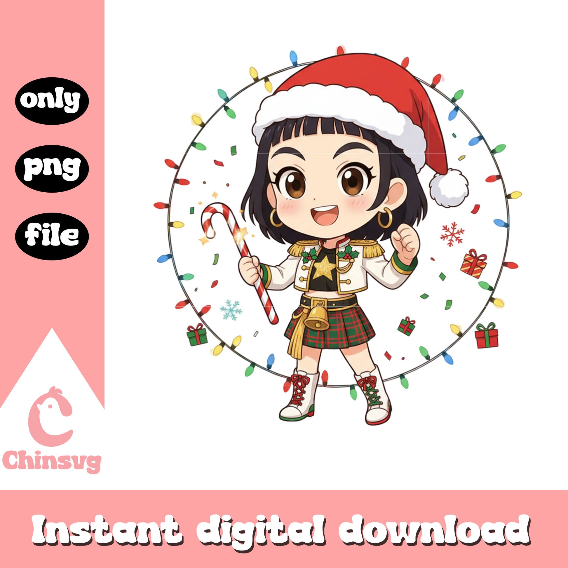 Kpop zoey chibi christmas lights png, zoey kpop demon hunters png