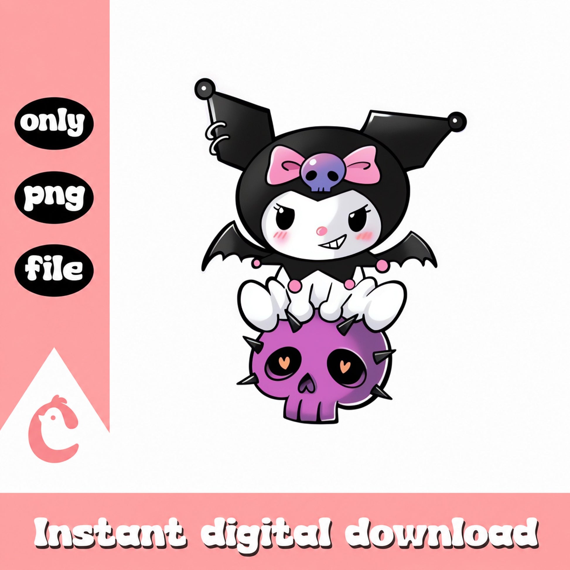 Kuromi Bat Halloween PNG, Sanrio Spooky Clipart, Cute Gothic PNG