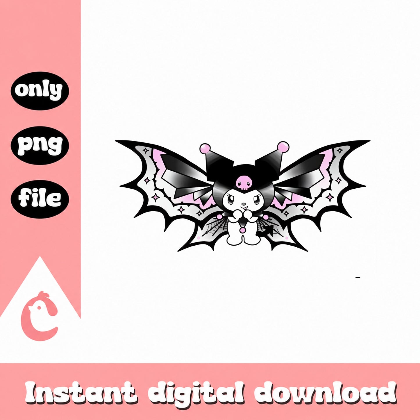 Kuromi Bat Wings PNG, Sanrio Halloween Clipart, Instant Download PNG