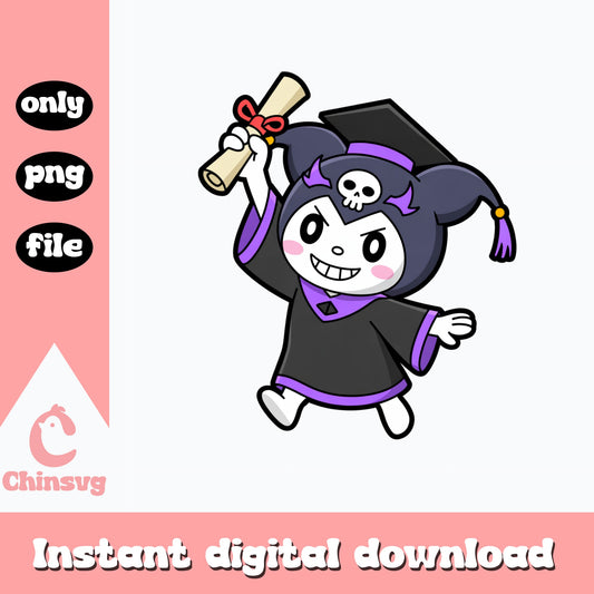 Kuromi Graduation PNG, Sanrio Graduate Clipart, Kuromi PNG