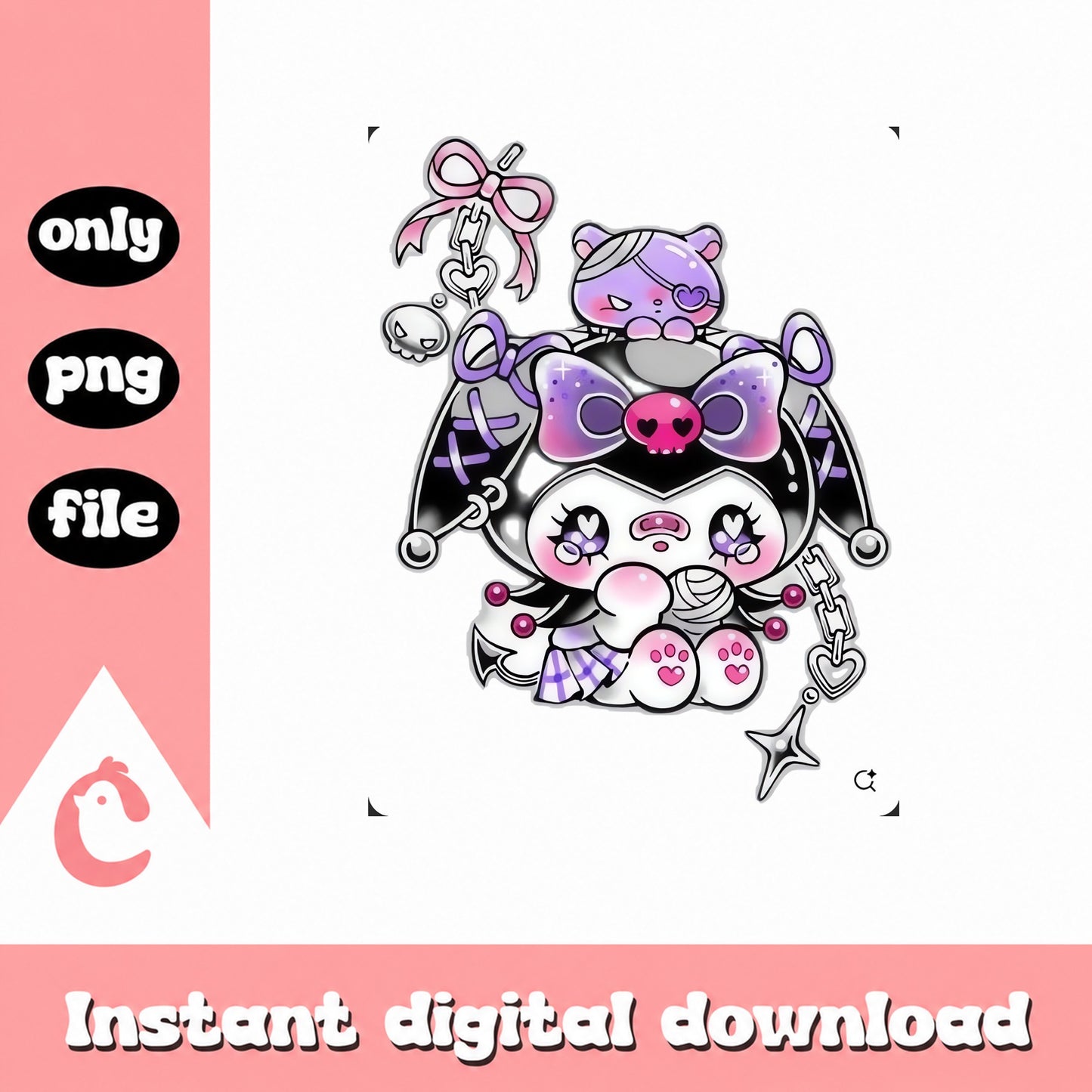 Kuromi Stacked Characters PNG, Sanrio Sublimation Design, PNG File