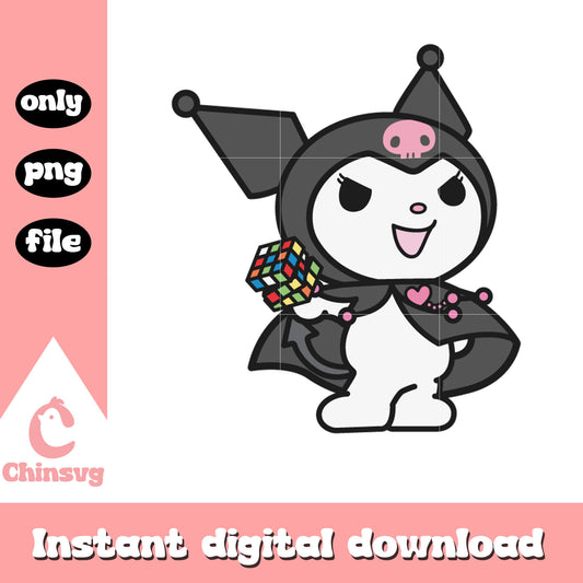Kuromi cartoon and rubik png, kuromi cat png, hello kitty png