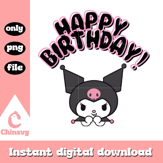 Kuromi happy birthday png, sanrio kuromi png, cartoon png