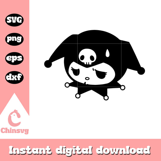 Kuromi head sad svg, kuromi svg, hello kitty svg, sanrio cartoons svg