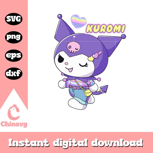 Kuromi heart design svg, hello kitty svg, sanrio cartoon svg