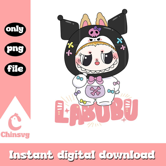 Kuromi labubu clipart drawing png, kuromi character png