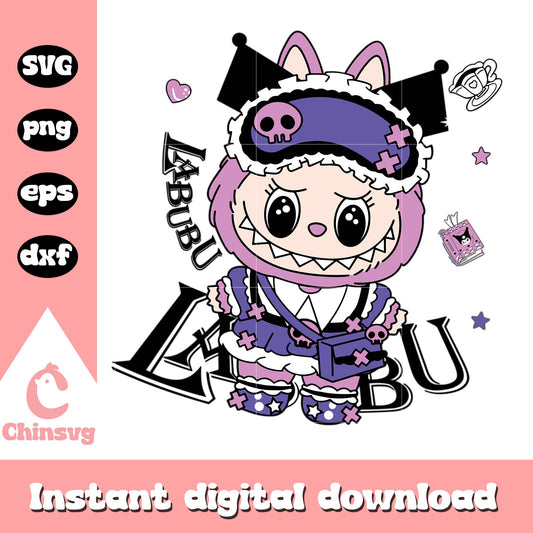Kuromi labubu cute doll drawing svg, kuromi character svg