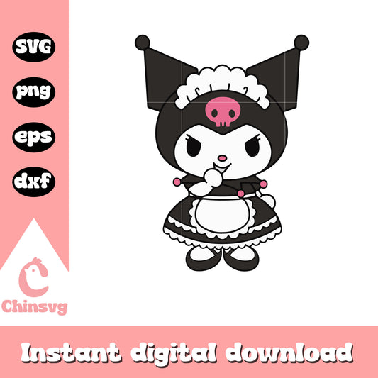 Kuromi maid smile design svg, kuromi svg, sanrio cartoon svg