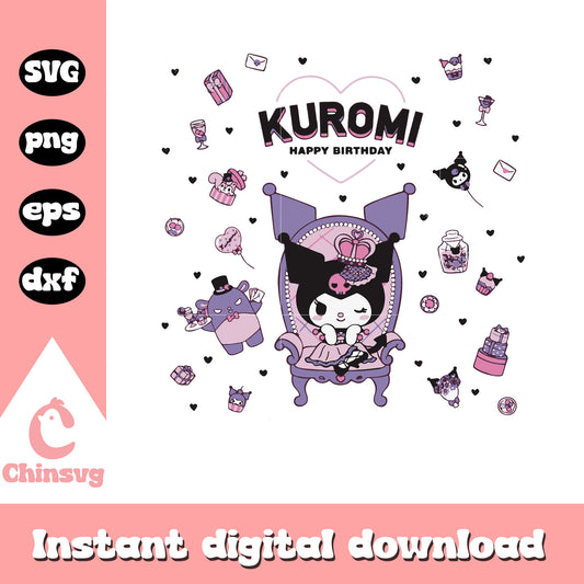 Kuromi princess svg, hello kitty svg, kuromi svg, sanrio cartoon svg