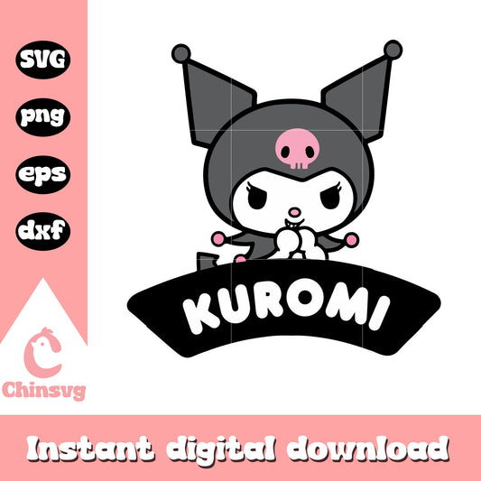 Kuromi sanrio cartoon name png design, kuromi sanrio svg, sanrio cartoon svg