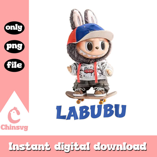Labubu skateboaring design png