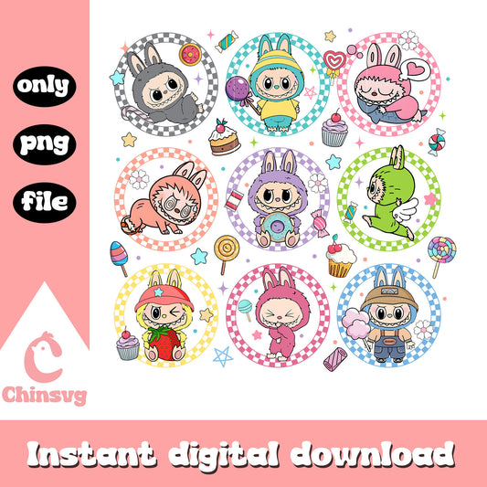 Labubu activities sweet drawing design png, labubu doll png
