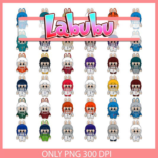 Labubu american football outfits clipart bundle png, nfl sport png