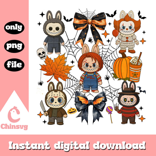 Labubu and halloween characters png, haloween holiday png