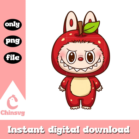 Labubu apple clothes doll design png, labubu clothes png