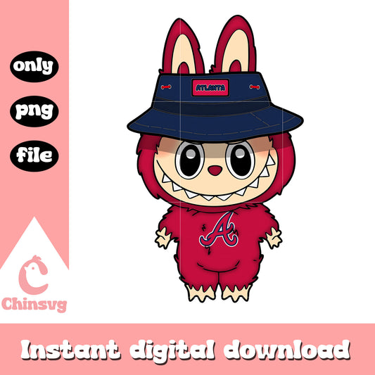 Labubu atlanta braves clothes design png, labubu doll png