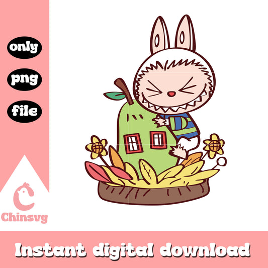 Labubu autumn harvest drawing design png, labubu decoration png