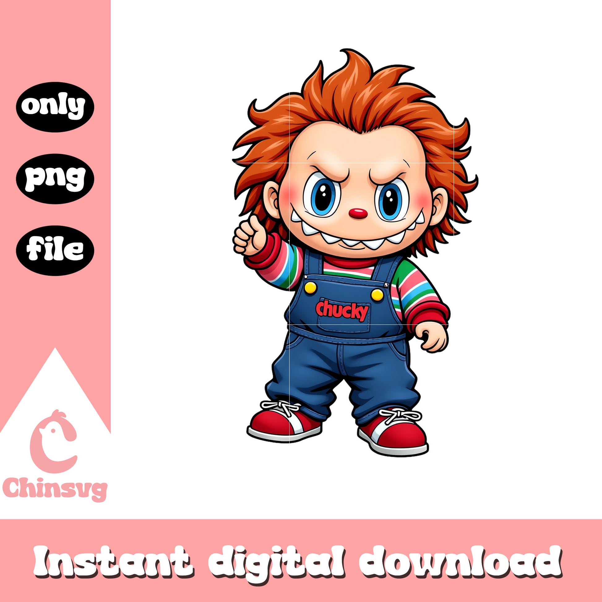 Labubu baby chucky doll halloween png, chucky movie png