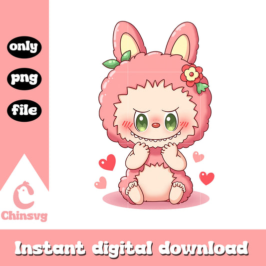 Labubu baby cute design png, labubu doll png, pink labubu png