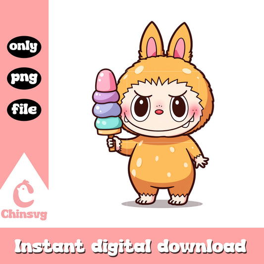 Labubu baby monster ice cream doll design png, labubu png