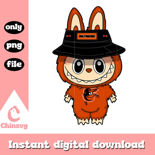 Labubu baltimore orioles clothes design png, mlb sport png